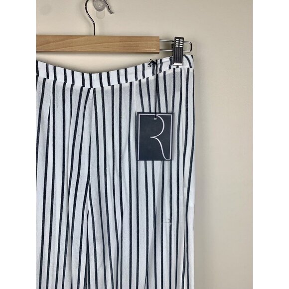 REFORMATION Eadie Baggy Cropped Striped‎ Pants JAILBIRD Black White Size S - Picture 2 of 12
